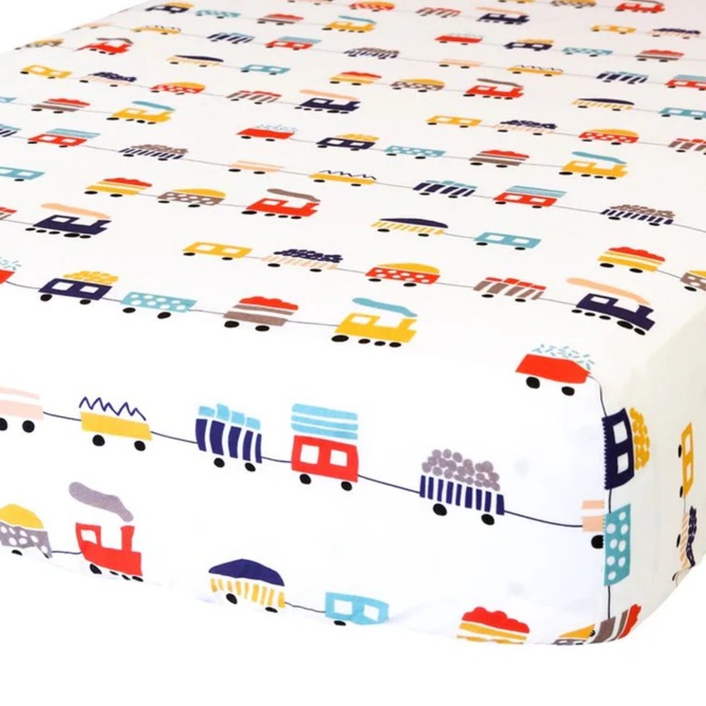 ADDISON BELLE 100% Cotton Fitted Crib Sheet - Trains